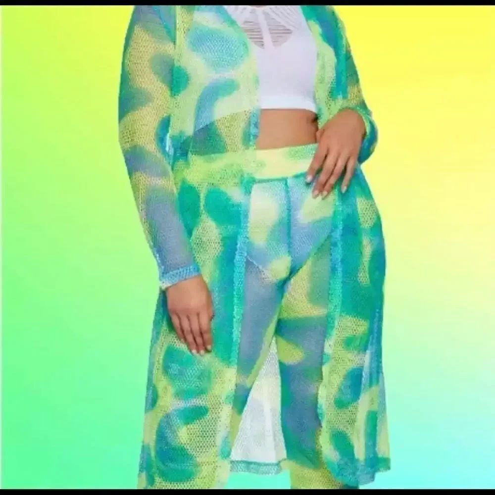 Love Nation tie dye fishnet pants sz 3XL